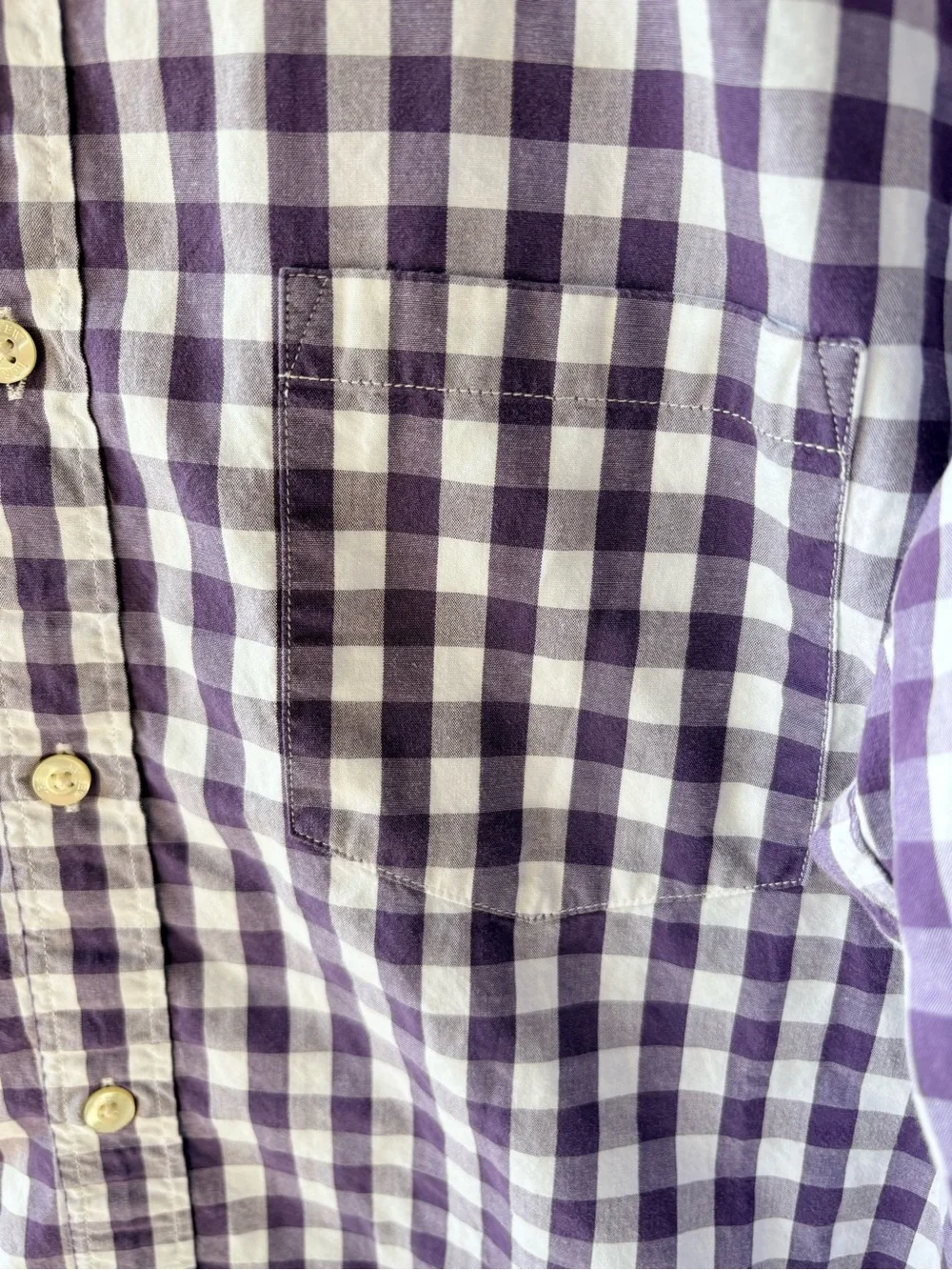 Men’s J. Crew Purple & White Gingham Plaid Button Down Long Sleeve Cotton Shirt